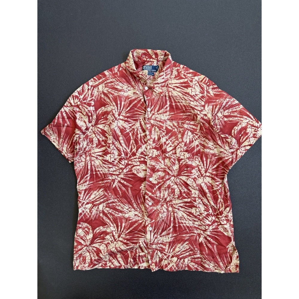 Ralph Lauren Polo Men's Large Rea Tropical Hawaiian Button Up Shirt